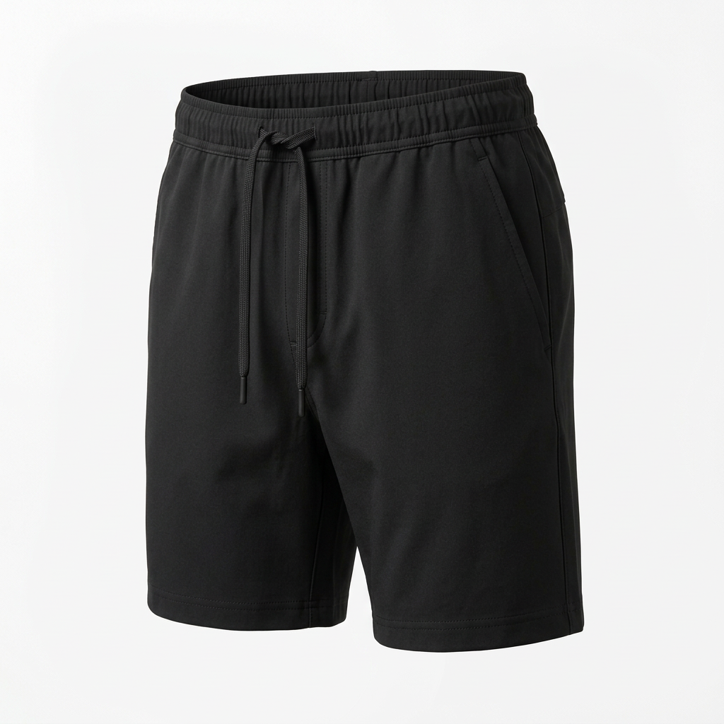 Black shorts angled view
