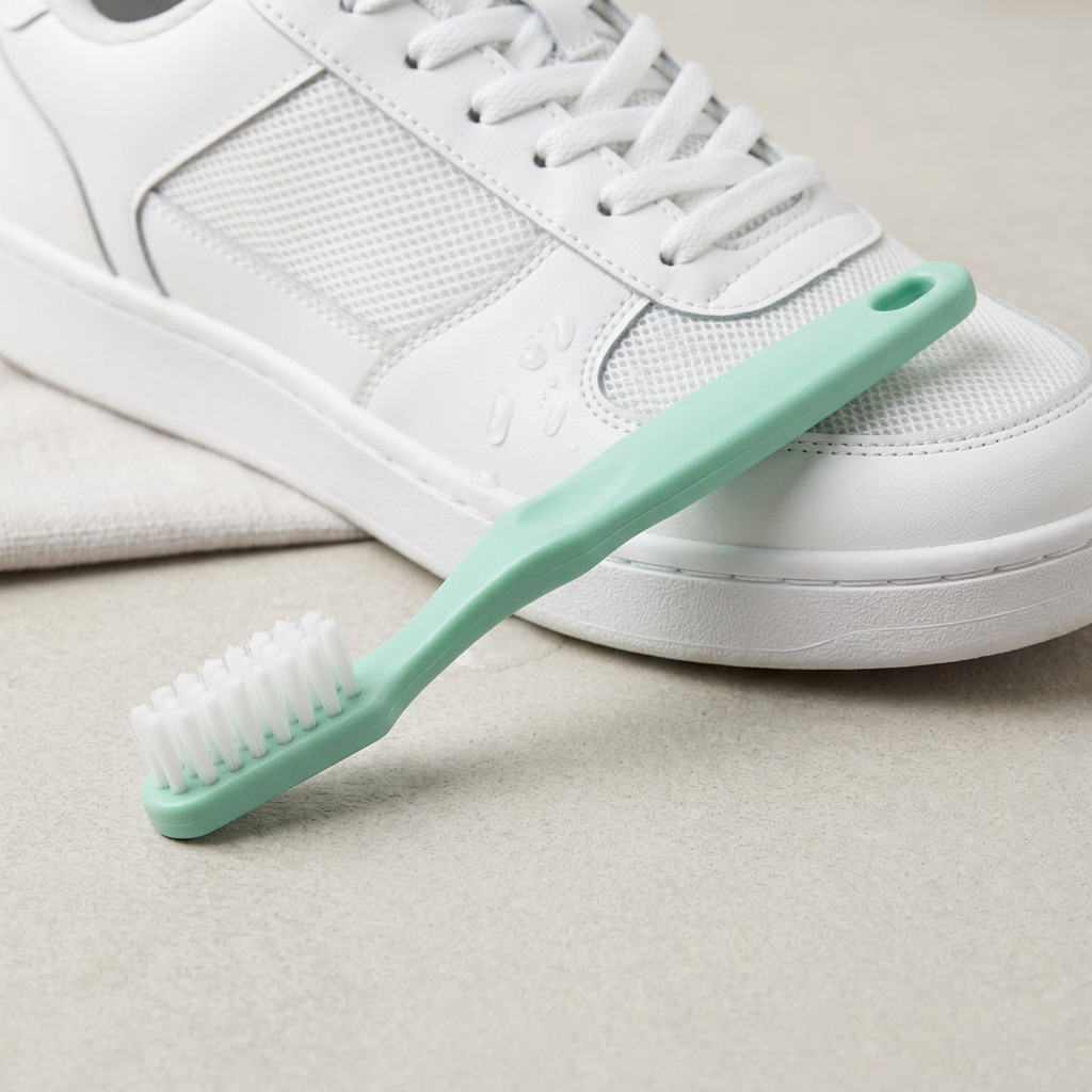 Slim detail shoe brush lifestyle view, AI illustration